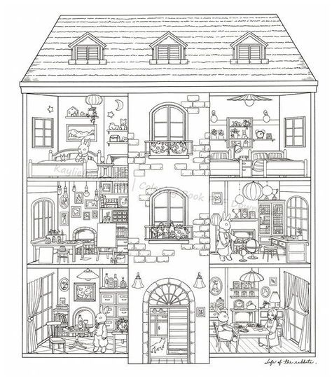 Magical City Coloring Book, Coloring Book Download, Girls Dollhouse, House Colouring Pages, 동화 삽화, Coloring Pages Inspirational, Kids Coloring Book, Adult Coloring Designs, Detailed Coloring Pages