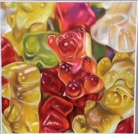 Paint Photography, Candy Art, Saatchi Online, Food Painting, Painting Still Life, Gummy Bear, Photorealism, Color Pencil Art, Color Pencil Drawing