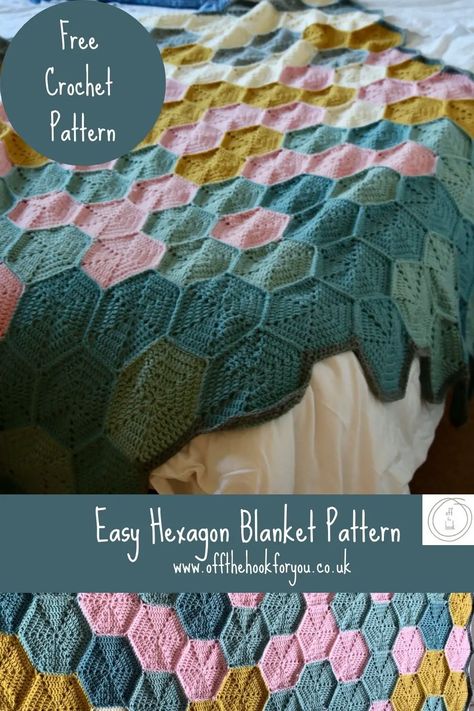 Basic Solid Hexagon Crochet Blanket - off the hook for you Crochet Homeware, Kindness Crochet, Hexagon Crochet Blanket, Hexagon Blanket, Hexagon Crochet Pattern, Hexagon Crochet, Different Crochet Stitches, Rug Crochet, Spring Crochet