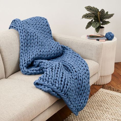 Bearaby TENCEL™ Napper Weighted Blanket | West Elm Chunky Knit Yarn, Blanket Craft, Textured Bedding, Cotton Clouds, Chunky Knitting, Natural Weave, Bed Runner, Soft Bedding, Sleep Better