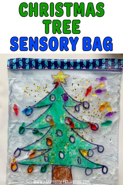 Christmas Tree Sensory Bag - HAPPY TODDLER PLAYTIME Christmas Tree Sensory, Ladybug Room, Kids Sensory Activities, Christmas Sensory, Toddler Christmas Tree, Decorate A Christmas Tree, Educational Assistant, Infant Room, Sensory Bag