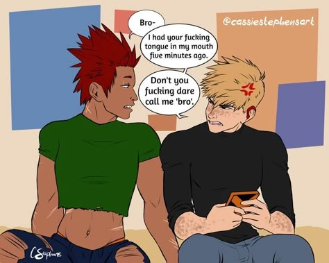 Mha Ship Fanart, Deaf Bakugou X Kirishima, Deaf Bakugou Fanart, Deaf Bakugou, Obsessed Artist, Kirishima X Bakugou, Bakugou X Kirishima, Cassie Stephens, Mha Ships