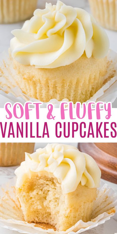 The perfect Vanilla Cupcake recipe! This one is so simple to make and they come out perfectly soft and fluffy. Vanilla Cake Recipe Cupcakes, Easy Homemade Vanilla Cupcakes, Homemade White Cupcakes, Moist And Fluffy Vanilla Cupcakes, Moist White Cupcake Recipe, Best Easy Cupcakes, Homemade Cupcake Recipes Vanilla, The Best Vanilla Cupcake Recipe, Simple Vanilla Cupcake Recipe