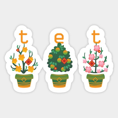 Tet Holiday Drawing, Happy Lunar New Year 2023, Tet Vietnam, Chinese New Year Sticker, New Year Doodle, Chinese New Year Flower, New Year's Drawings, New Year Cartoon, Tet Holiday