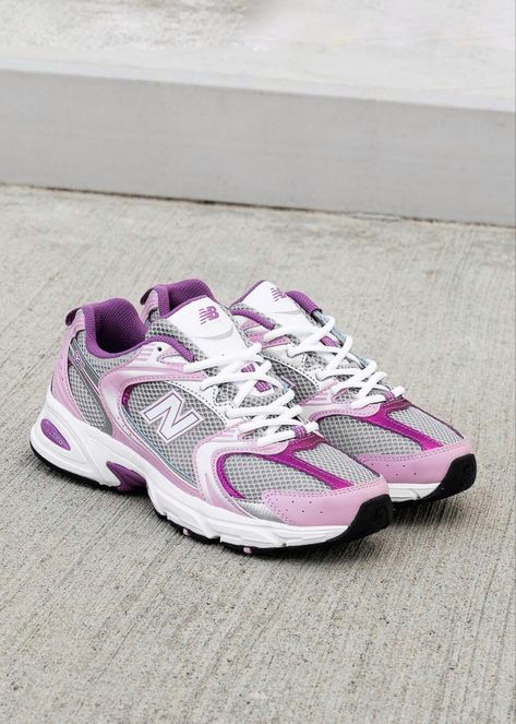 Casual Purple Running Shoes For Streetwear, Purple Sporty Running Shoes For Streetwear, New Balance 530 Pink, Purple Functional Running Shoes For Streetwear, Pink Asics Running Shoes For Streetwear, Purple Streetwear Sneakers With Vibram Sole, Nb 530, Pretty Sneakers, Personalized Shoes