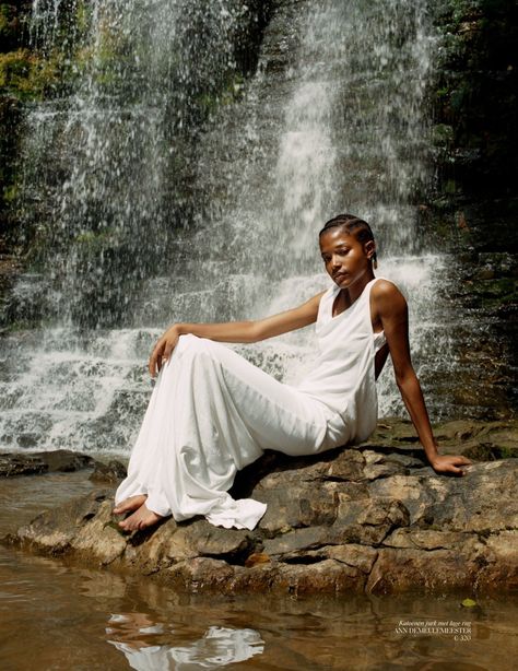 Waterfall Photoshoot, Nature Editorial, Vogue Netherlands, Flower Power Fashion, Jason Kim, Elle Us, Photoshoot Concept, June 2022, Fashion Story