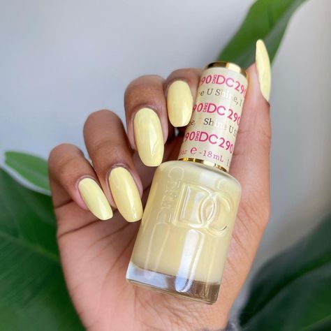 Daisy Nail Designs, INC. on Instagram: “Brighter days ahead with this gorgeous pastel yellow, #UShineIshine DC290 ⭐️” Butter Nails Trend, Butter Yellow Nails, Yellow Manicure Ideas, Pastel Colors Nails, Pale Yellow Nails, Butter Nails, Daisy Nail Design, Pedi Colors, Yellow Nail Ideas