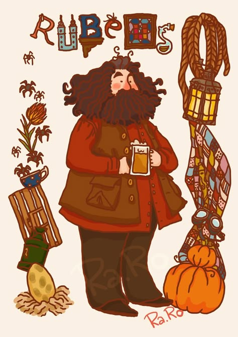 Hogwarts Fanart, Robbie Coltrane, Rubeus Hagrid, Harry Potter Illustrations, Yer A Wizard Harry, Theme Harry Potter, Potter Art, Harry Potter Drawings, Harry Potter Love