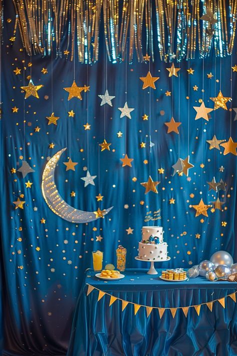 How about a cosmic adventure for your birthday party? A starry night boho backdrop with glow-in-the-dark stars and silver streamers transforms any space into a galaxy far away. It’s perfect for little dreamers who love the mysteries of the universe. I’m amazed by how fun and imaginative this setup can be! Take your celebration to the stars with this idea. Moon Themed Birthday Party, Boho Backdrop Ideas, Silver Streamers, Birthday Backdrop Ideas, Boho Backdrop, Simple Birthday Party, Backdrop Ideas, Boho Birthday, Dark Star