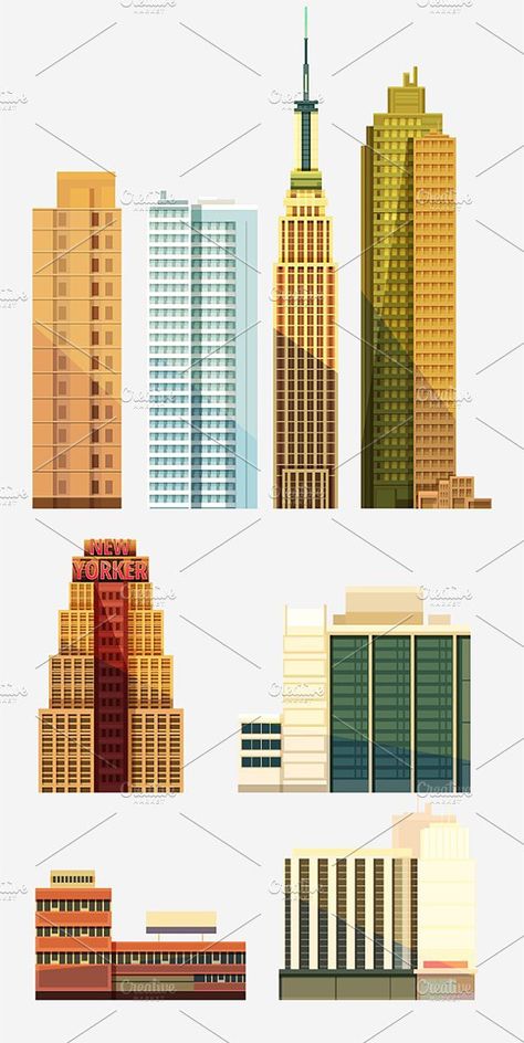 Building Template, Vector Architecture, City Vector, Building Illustration, City House, City Buildings, Modern Buildings, Paper Models, Business Card Logo