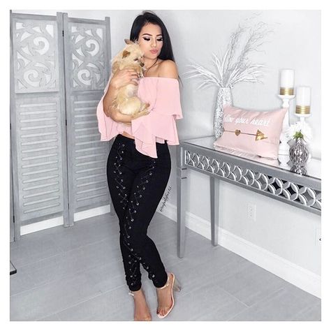 Goodnight from baby Vinny & I. 💗 #ootd Styling this top from @fashionnova Use my Code ✨xoxomaria✨ for a discount! #fashionnova #novababe Jeans Outfits, Fashion Nova Jeans, Dressy Casual, Jean Outfits, Fashion Nova, Capri Pants, Leather Pants, Ootd, Pants