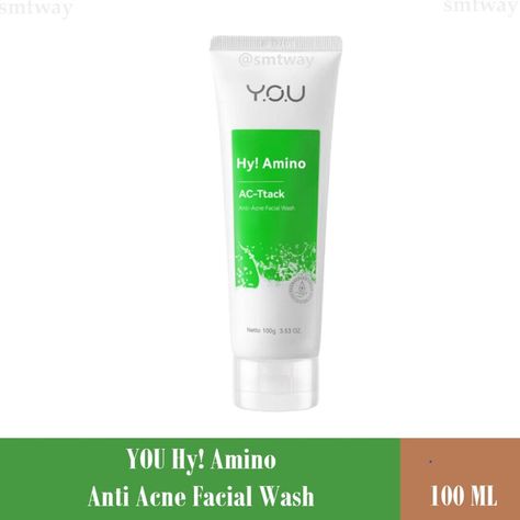 Product Details: YOU Hy! Amino AC-Ttack Anti-Acne Facial Wash WHAT IT IS: A facial wash enriched with 5D Hyaluronic Acid, Amino Acids, and Anti-Acne Complex to clean pores, reduce excess oil, and acne for fresh, soft, and healthy skin. 1.5D Hyaluronic Acid Contain 5 types of Hyaluronic Acids that helps provide hydration and keep skin well-hydrated. 2.Amino Acid Formula Enriched with 4 types of Amino Acids to help maintain skin moisture. 3.Anti-Acne Complex Contains Salicylic Acid, Centella Asiat Toner Skincare, Acne Facial Wash, Facial Routines, Acne Facial, Luxury Cosmetics, Clean Pores, Amino Acid, Anti Acne, Cleanser And Toner