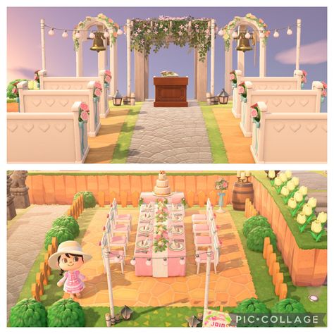 Acnh Island Area Ideas, Acnh Wedding Path, Acnh Wedding Ideas, Animal Crossing Wedding Area, Acnh Wedding Season, Animal Crossing Wedding Ideas, Wedding Animal Crossing, Wedding Acnh, Acnh Wedding Area