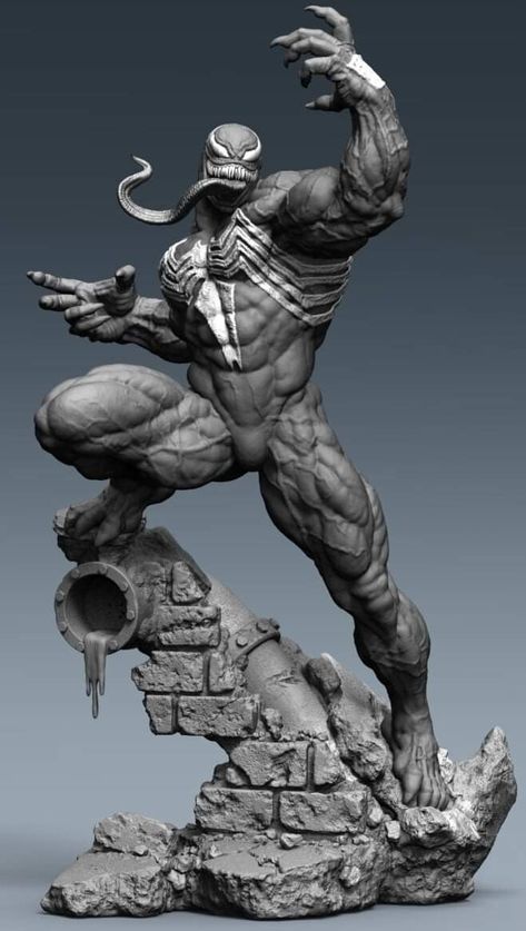 Venom Sculpture, Marvel Statues, Venom Art, Image Spiderman, Character Statue, Action Pose Reference, Human Anatomy Art, Body Reference Drawing, Deathstroke