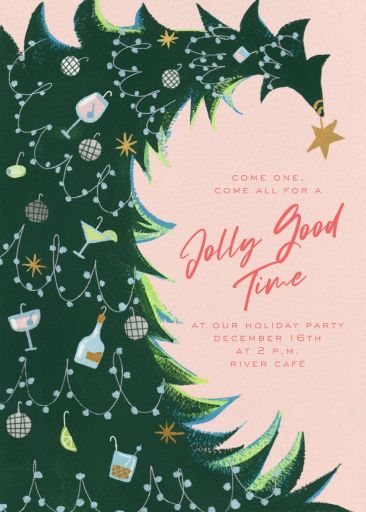 Customize 'Tipsy Tree' Holiday Party Invitation online and send via email, text message, or a shareable link. Instantly track deliveries and opens, and message recipients. Christmas Friends Party, Vintage Christmas Party Invitations, Christmas Invites, Rs Activities, Christmas Party Flyer, Holiday Party Invite, Christmas Party Poster, Christmas Invite, Sign Inspiration