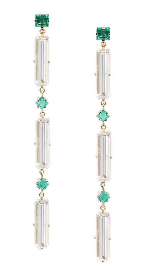 Emerald & White Topaz Long Earrings Yi Collection, Flow Like Water, Cascade Earrings, Art Deco Jewelry Vintage, White Topaz Earrings, Bijoux Art Nouveau, Modern Jewellery, Topaz Earrings, Exclusive Jewelry