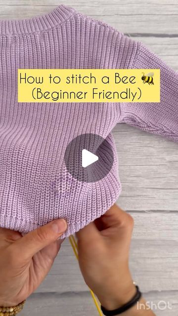 27K views · 2K likes | Hand embroided personalised jumpers - Pixie&Me on Instagram: "A super cute beginner friendly bumblebee to add to your projects!   Our DIY Kits are still in stock and selling fast!!   🐝🐝🐝🐝🐝🐝🐝🐝🐝" Bumblebee Embroidery Simple, Embroidery In Sweater, Embroidery Jumper Diy, Cross Stitch On Knitting, Stick And Stitch Embroidery Diy, Custom Hand Embroidery, Hand Embroider Sweatshirts, Embroidery On Jumper, Embroidery Inspo Clothes