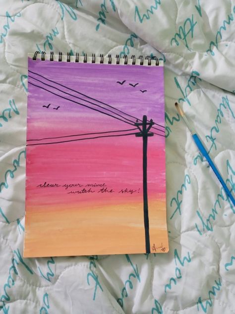 Pink Background Painting Easy, Beautiful Easy Drawings, Drawing Sky, Cursive Writing Practice Sheets, Colour Painting, Cursive Writing, Water Painting, Pink Sky, Water Colour