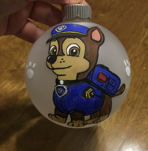 Paw Patrol Ornaments Diy, Paw Patrol Painting, Paw Patrol Ornaments, Xmas Bulbs, Paw Patrol Christmas, Paw Painting, Painted Ornament, Craft Paint, Ornament Ideas