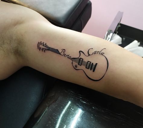 Tattoos Guitar, Guitar Tattoo Ideas, Guitar Tattoos, Acoustic Guitar Tattoo, Sparrow Tattoo Design, Guitar Tattoo Design, Bright Tattoos, African Tattoo, Men's Fashion Tips