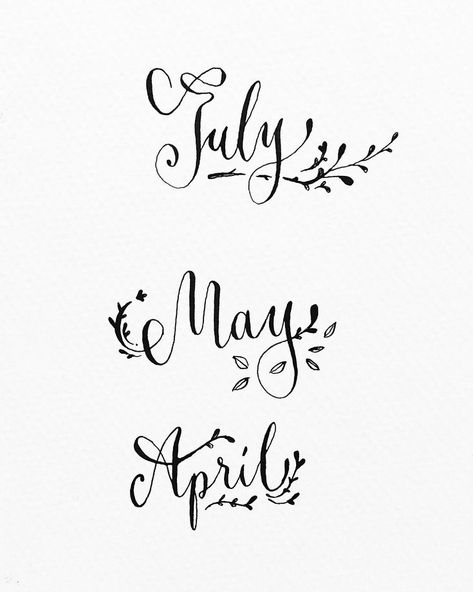 May 2018 April Calligraphy Hand Lettering, April In Cursive, May Handlettering, April Cursive, May Calligraphy, Months Calligraphy, Fonts Journal, July Calligraphy, May Lettering