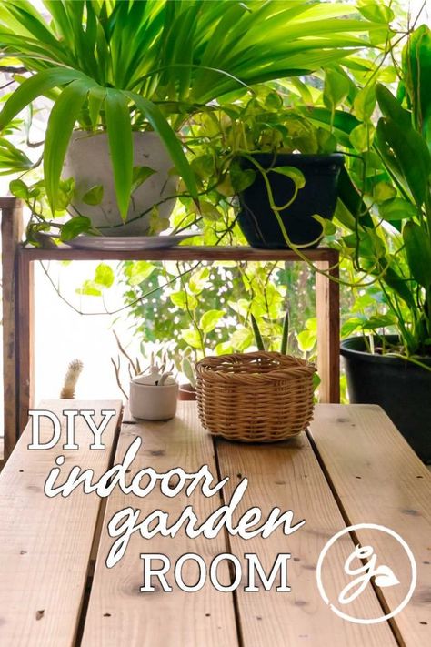 Wipe away cold season blues with your very own indoor garden room! Click below for help choosing the best location, the best plants and the 4 main things you need for a successful growing space. Planting Room, Diy Indoor Garden, Indoor Garden Rooms, Indoor Planting, Garden Room Ideas, Gardening Diy, Best Plants, Work Room, Spare Room