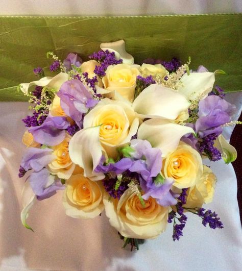 Purple And Yellow Bouquet Wedding, Yellow And Purple Quinceanera Theme, Pink Purple Yellow Wedding Bouquet, Purple And Yellow Quinceanera, Tangled Wedding Flowers, Black Purple And Yellow Wedding, Yellow And Purple Bridesmaid Dresses, Purple And Yellow Bridesmaid Dresses, Purple And Yellow Decorations Parties