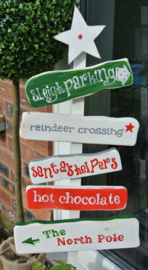 North Pole Christmas sign decoration indoors or outdoors Direction Sign, North Pole Christmas, Pole Sign, Santa's Workshop, Christmas Wood Crafts, Polar Express, Office Christmas, Sign Ideas, Christmas Sign