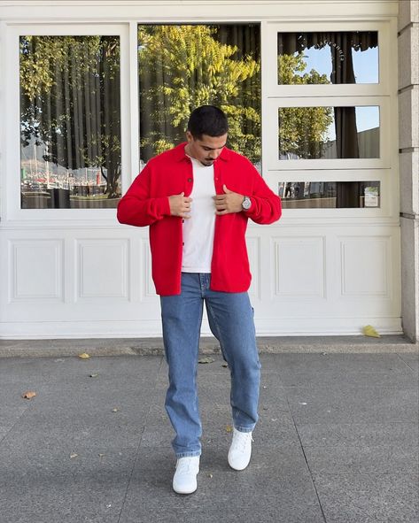 lucas | ❤️ Red is one of my favorite colors for autumn 🍂 🏷️ Cardigan from @asos_man @asos (Ref: 136720617) It adds a vibrant touch to any look… | Instagram Asos Men, Favorite Color, Asos, Red, Color