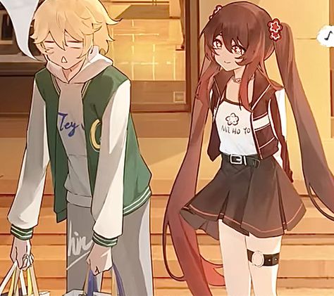 Aether X Hu Tao, Aether Ships, Aether Harem, Karakter Disney, Hu Tao, Couple Cartoon, Cute Anime Couples, Tao, Anime Funny