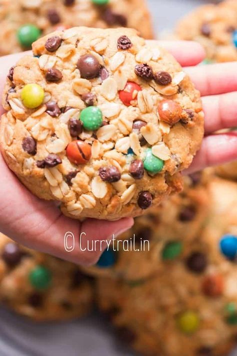 monster cookie size of a palm Easy Monster Cookies, Measuring Flour, Monster Cookies Recipe, Monster Cookie, Chunky Peanut Butter, Frozen Cookies, Cookie Ball, Roll Cookies, Cracked Egg