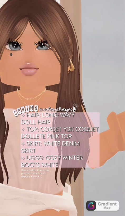 Code Outfit, Kid Outfit, Brown Wavy Hair, Cozy Winter Boots, Mom Outfit, White Denim Skirt, Coding Clothes, Outfit Codes, Berry Ave