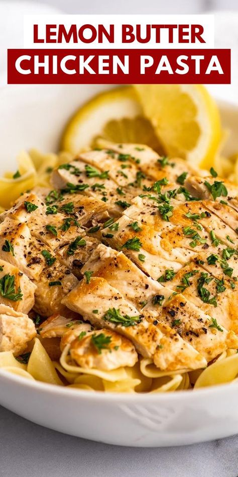 Lemon Butter Chicken Damn Delicious, Lemon Butter Garlic Chicken Pasta, Lemon Butter Feta Chicken Pasta, Easy Chicken Linguine Recipes, Chicken Tenderloin Recipes With Pasta, Light Lemon Chicken Pasta, Buttered Noodles With Chicken, Grilled Chicken And Pasta Recipes, Chicken Tenderloin Pasta Recipes