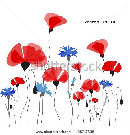 Poppies and cornflowers vector illustration - stock vector Flower Prints Fashion, Tulip Centerpiece, Free Vector Files, Trendy Flowers, Selling Artwork, Vector Illustration Design, Flower Illustration, Floral Illustrations, Red Poppies