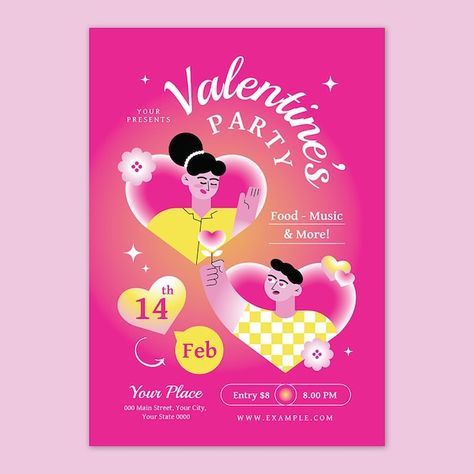 Valentine's Day Poster, Valentines Day Poster, Pink Flats, Graphic Design Lessons, Flat Design, Vector Photo, Premium Vector, Graphic Resources, Poster Design