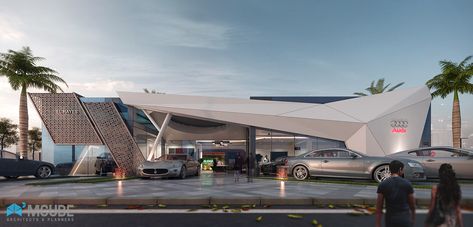 CAR SHOWROOM on Behance Car Showroom Architecture, Car Showroom Interior, Car Showroom Design, Modern Warehouse, Concept Models Architecture, Facade Architecture Design, Religious Architecture, Layout Architecture, Car Showroom