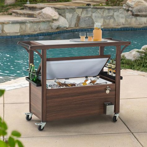 Outdoor Bar Cart With Cooler, Laundry Trolley, Table Cooler, Countertop Bar, Bottle Cap Catcher, Cooler Cart, Patio Cooler, Metal Bar Cart, Rolling Bar Cart