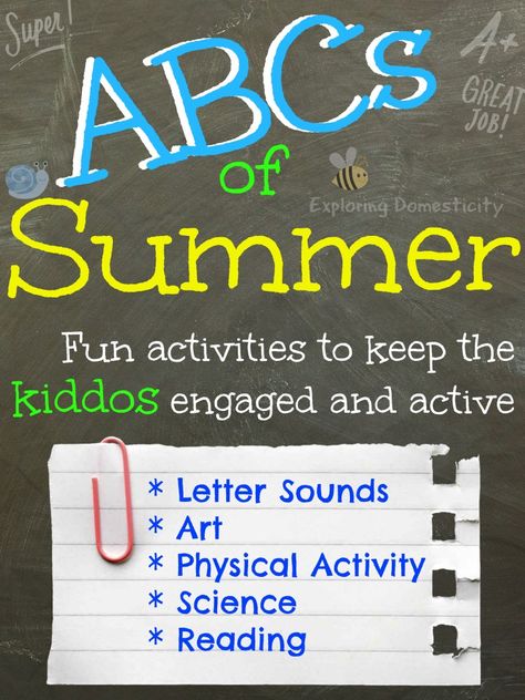 ABCs of Summer - Each day focuses on one letter of the alphabet with snacks. art or science, and a physical activity to go along with it. Abcs Of Summer, Summer Activities For Preschoolers, Physical Science Activities, Summer Vacation Activities, Summer Preschool Activities, Science Reading, Activities For Preschoolers, Fun Summer Activities, Letter Worksheets