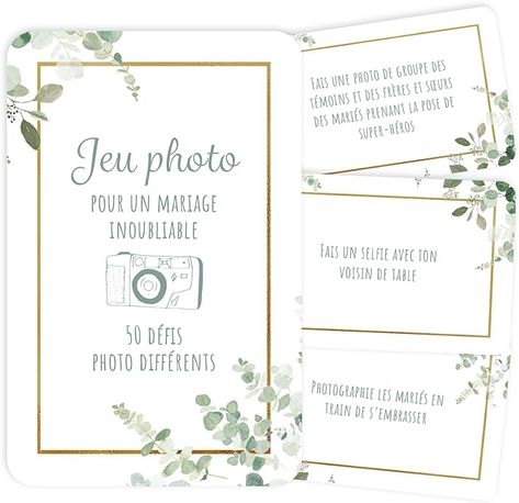 Jeu photo de mariage, 50 défis photo pour votre mariage, Jeu de mariage amusant pour invités, Défi photo pour invités, Jeu de mariage parfait pour votre livre d'or : Amazon.fr: Cuisine et Maison Wedding Photo, Wedding Photos, Design