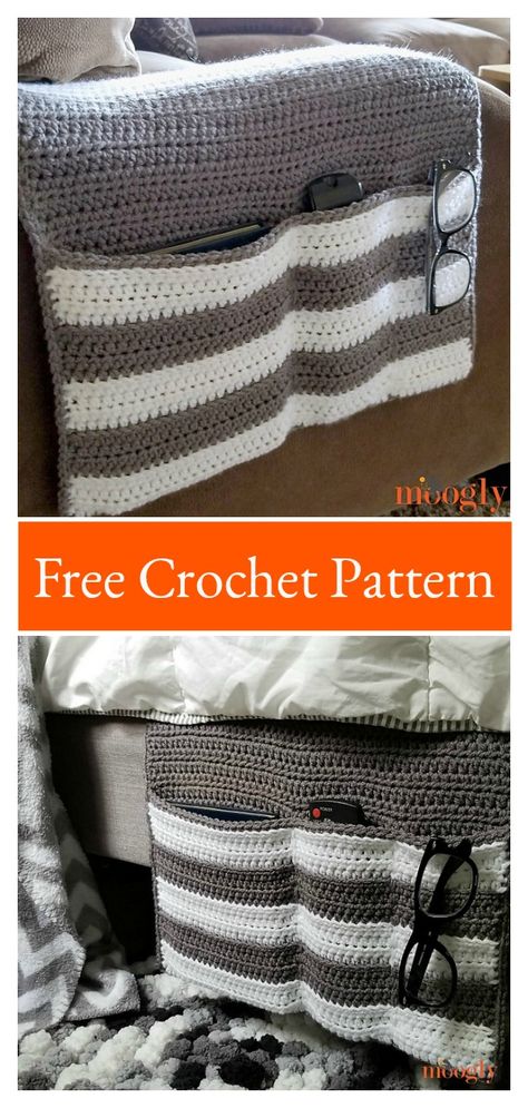 5 Cozy Couch and Bedside Organizer Caddy Free Crochet Pattern - Page 2 of 2 Couch Velvet, Bedside Organizer, Crochet Organizer, Half Double Crochet Stitch, Cozy Couch, Crochet Chain, Double Crochet Stitch, Crochet Home, Easy Crochet Patterns