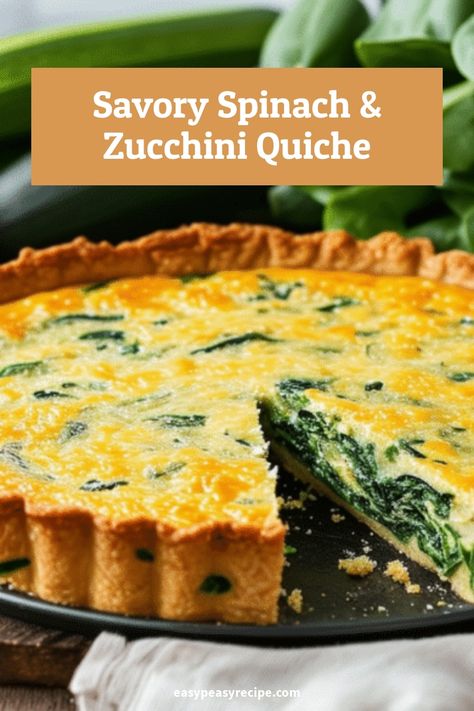 A close-up of a delicious spinach and zucchini quiche with a golden-brown crust. Quiche Zucchini, Easy Quiche Recipes, School Cookies Recipe, Zucchini Quiche Recipes, Quick Pizza Recipes, Quiche Recipes Healthy, Struggle Meals, Ckd Diet, Comforting Meals