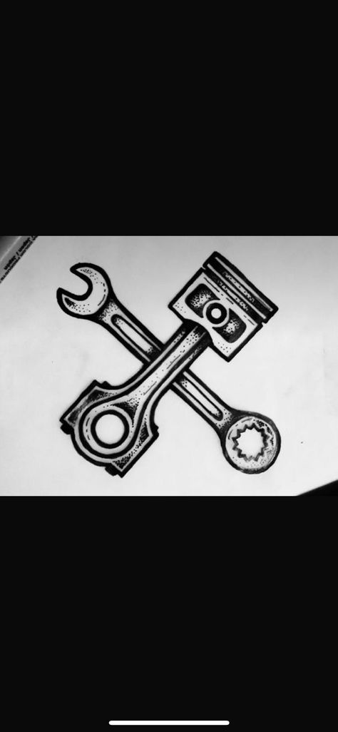 Hammer And Wrench Tattoo, Wrench Tattoo Mechanic, Wrench Tattoo, Hammer Tattoo, Goth Tattoos, Mechanic Tattoo, Dad Tattoo, Goth Tattoo, Dad Tattoos