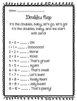 Doubles Rap Fill in the Blank Doubles Rap, Doubles Math, Fill In The Blank, Homeschool Kindergarten, Unit Plan, Blue Crab, Novel Studies, 1st Grade Math, Interactive Notebooks