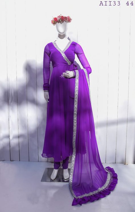 Aliacut Kurti, Purple Anarkali Suits, Purple Anarkali Dress, Purple Anarkali, Anarkali Patterns, Printed Kurti Designs, Anarkali Designs, Mehandi Designs Easy, Punjabi Suit Boutique