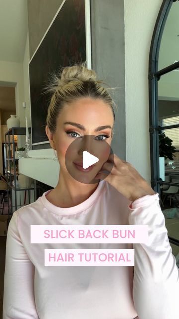 Slicked Back Hair With Headband, Slick Bun Thick Hair, How To Do A Slick Back Messy Bun, How To Make Slick Bun, Slick Back Up Do Hairstyles, Slick Back Hairstyles Going Out, Professional Slick Back Hair, Slicked Back Bun Long Hair, High Pony Bun Hairstyles