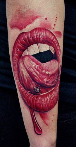 Lips Tattoos, Lady Tattoo, Vampire Tattoo, Tattoo Henna, 3d Tattoos, Inked Magazine, Lip Tattoos, Great Tattoos, Nature Tattoos