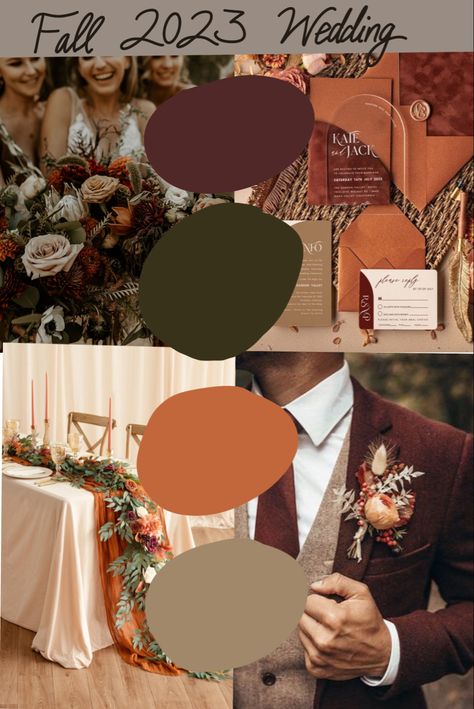 Fall 2023 Wedding, Wedding Theme Color Schemes, Earth Tone Wedding, Orange Wedding Colors, Fall Wedding Color Schemes, Rusting Wedding, Wedding Color Palettes, Wedding Color Pallet, Fall Wedding Color Palette