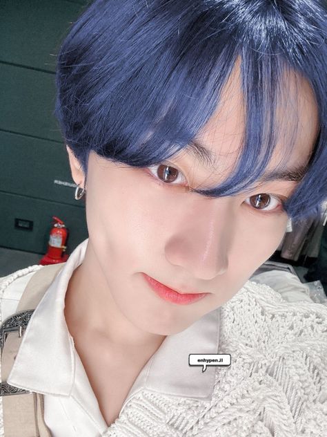 enhypen jungwon blue hair edit Jungwon Blue Hair, Blue Jungwon, Enhypen Blue, Jungwon Edit, Boyfriend Kpop, Colors Hair, Blue Hair, Clear Skin, Min Yoongi