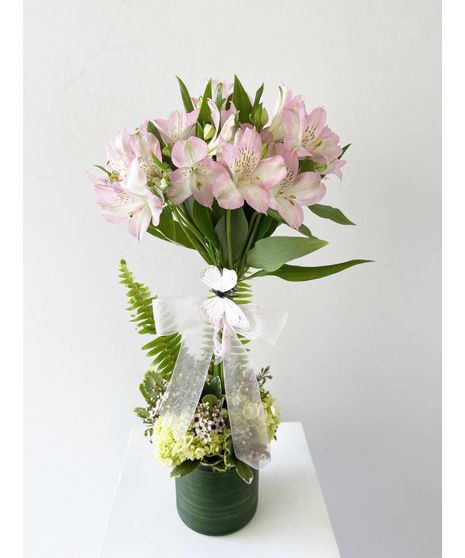 alstromeria, topiary, traditional flower arrangement, long lasting flowers, same day delivery A topiary designed with long-lasting alstroemeria blooms is a wonderful choice to send smiles and brighten someone's day. Here's what makes this topiary design so special:  Alstroemeria Blooms: Alstroemeria, also known as Peruvian lilies, are known for their vibrant colors and long vase life. These blooms come in a variety of colors, including shades of pink, purple, orange, and white. Their del Long Lasting Flowers, Long Vase, Peruvian Lilies, Get Well Flowers, Traditional Flower, Miniature Trees, Marco Island, Shades Of Pink, Purple Orange