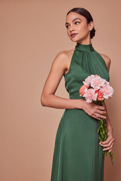 High Neck Green Bridesmaid Dress, Bridesmaid Dress Green Satin, Halter Neck Dress Bridesmaid, Bridesmaid Halter Dress, High Neck Green Dress, Pistachio Green Bridesmaid Dresses, Halter High Neck Dress, Satin Bridesmaid Halter Dress, Halter Neck Satin Bridesmaid Dress